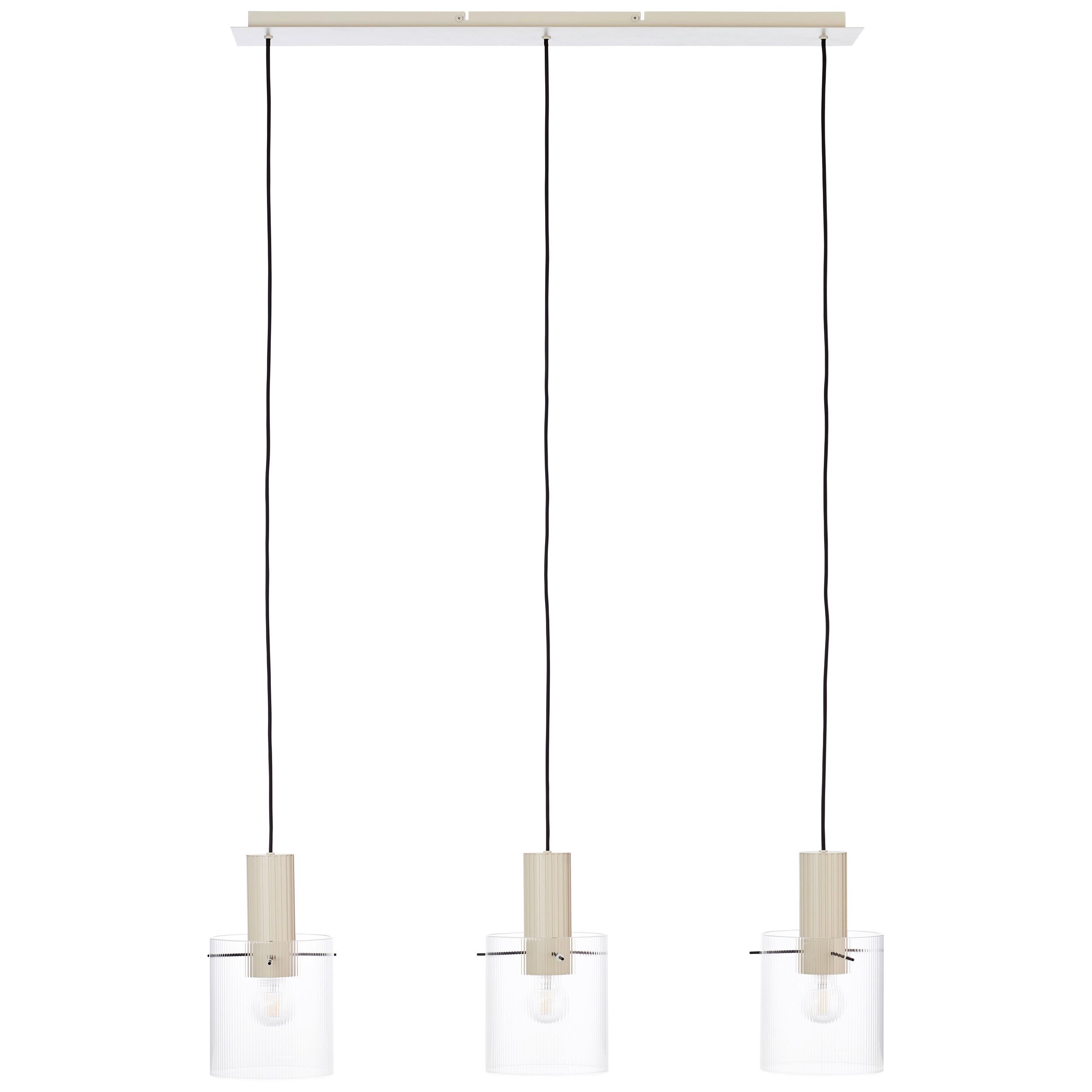 Hängeleuchte Göteborg H: 150 cm 3-Flammig - Transparent/Beige, Basics, Glas/Metall (98/18/150cm) - Brilliant