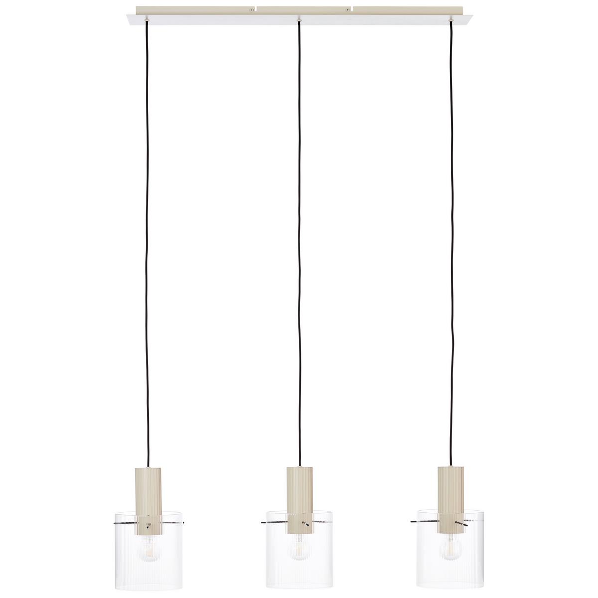 Hängeleuchte Göteborg H: 150 Cm 3-Flammig - Transparent/Beige, Basics, Glas/Metall (98/18/150cm) - Brilliant