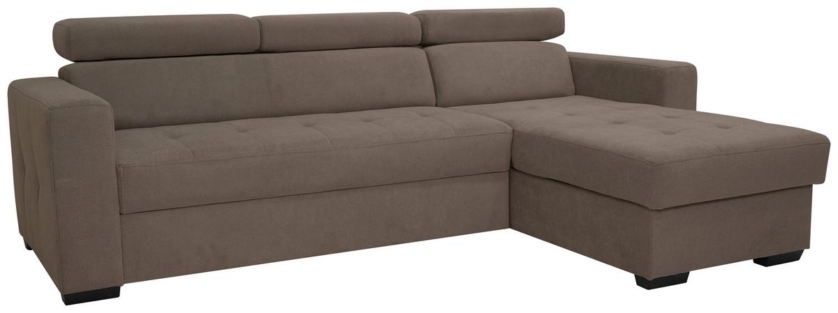 Rohová sedačka MARCO, oboustranná, šedohnědý velur - černá/šedohnědá, Konvenční, kov/dřevo (238/78-94/170cm)