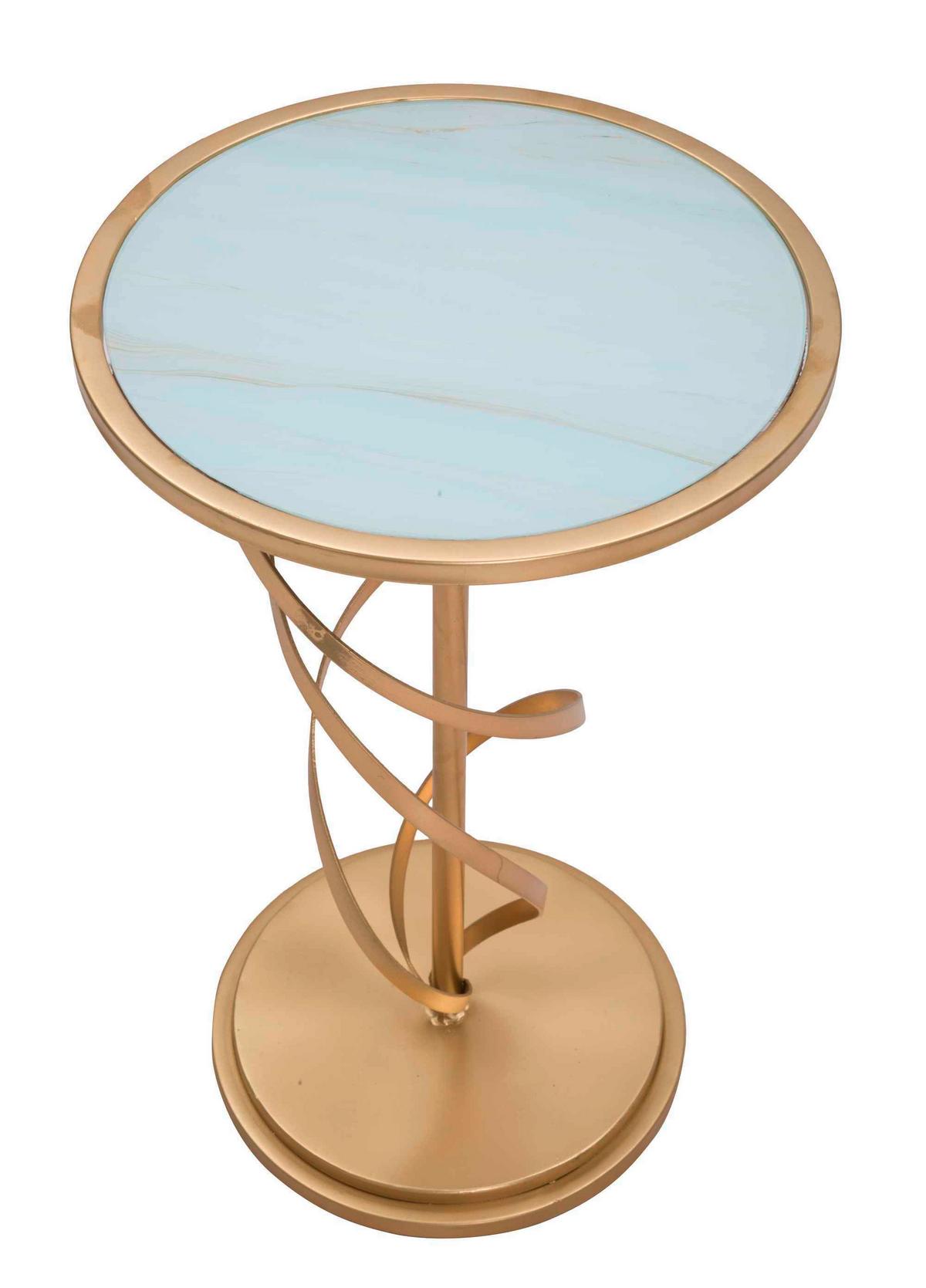 KONFERENČNÍ STOLEK GLAM SPIRAL - bílá/barvy zlata, Basics, kov/kompozitní dřevo (38/61,5/38cm)