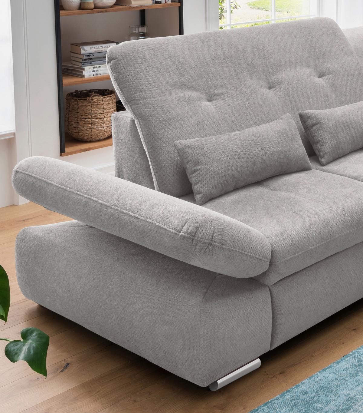 Ecksofa Dalida Grau S: 300x196 cm - Chromfarben/Grau, MODERN, Textil (300/196cm) - Livetastic