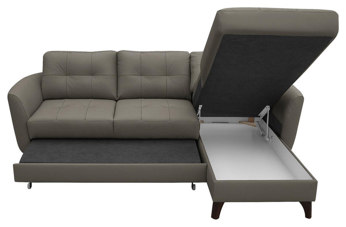 Ecksofa Nordic Schlammfarben S: 238x168 cm - Schlammfarben/Buchefarben, Design, Leder/Textil (238/168cm) - Livetastic
