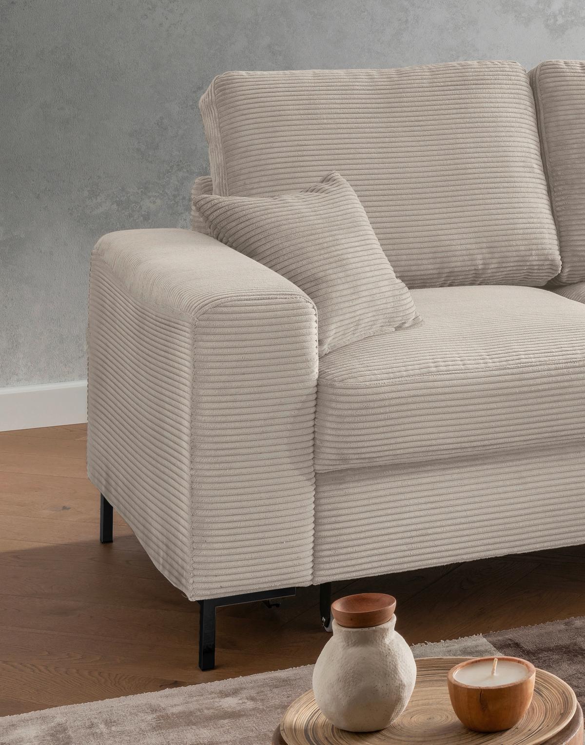 Eckschlafsofa Zona, Beige S: 237x143 Cm - Beige/Schwarz, KONVENTIONELL, Textil (237/143cm) - Livetastic