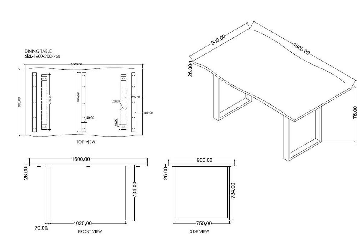Obdĺžnikový jedálenský stôl RUNNER 160x90 cm - čierna/farba akácie, Natur, kov/drevo (160/90/76cm) - MID.YOU
