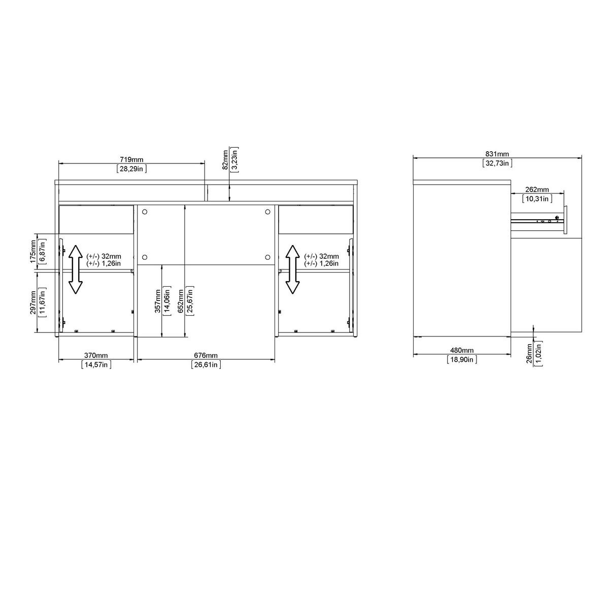 Schreibtisch Function Plus Eichefarben, L: 149 cm - Eichefarben, MODERN, Holzwerkstoff (149/48,2/156,2cm) - P & B