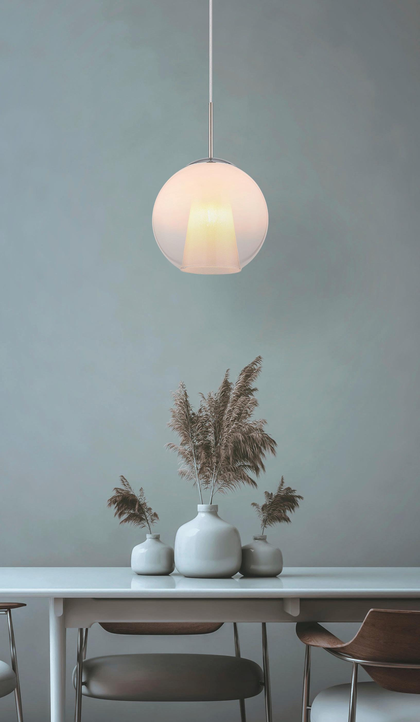 Hängeleuchte Barry Chromfarben Glas D: 25cm - Klar/Chromfarben, Basics, Glas/Kunststoff (25/120cm) - Globo