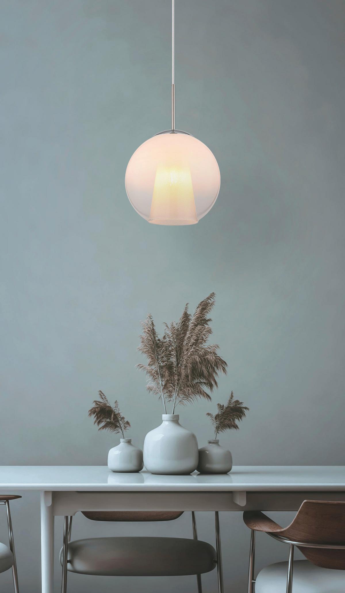 Hängeleuchte Barry Chromfarben Glas D: 25cm - Klar/Chromfarben, Basics, Glas/Kunststoff (25/120cm) - Globo