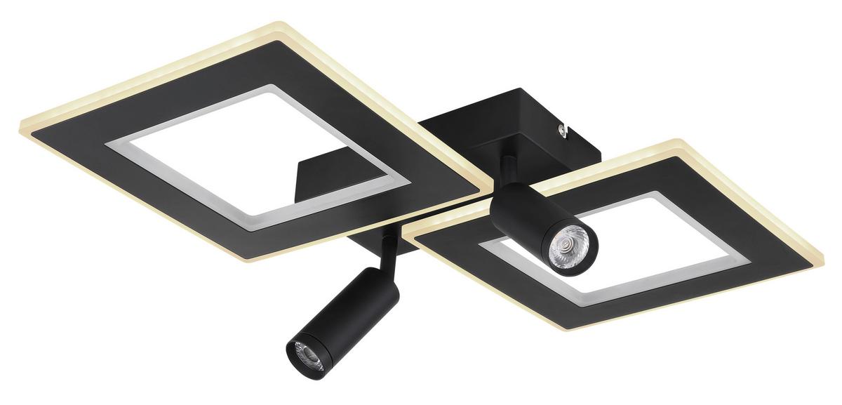 LED-Deckenleuchte L: 54 cm, 1-Flammig - Opal/Schwarz, Design, Kunststoff/Metall (54/41/11,5cm) - Globo