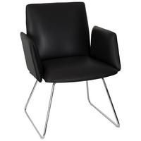 Besucherstuhl Designia V Lederlook Schwarz bis 120kg - Chromfarben/Schwarz, MODERN, Textil/Metall (58/80/62cm) - MID.YOU