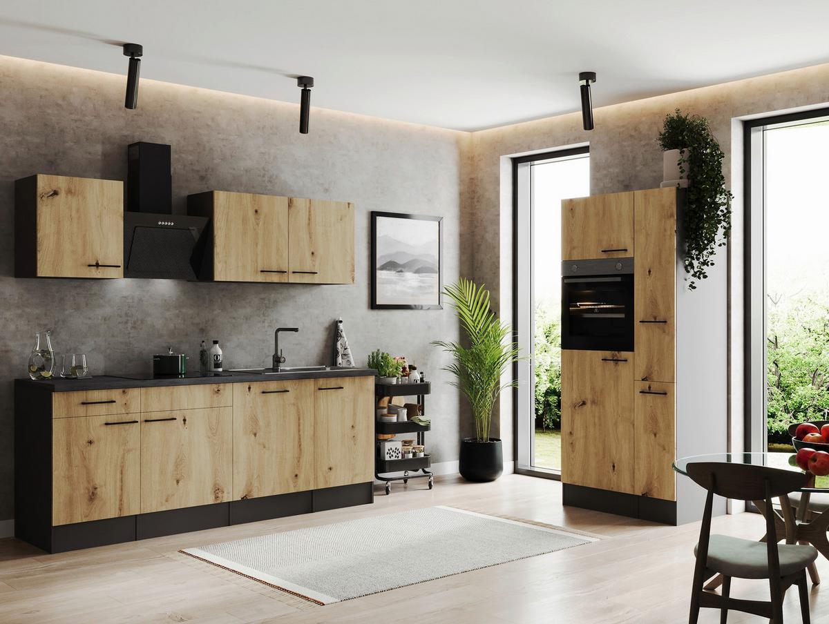 Küchenblock Oliver Artisan Dekor B: 310 cm - Eiche Artisan/Grau, Design, Holzwerkstoff (310cm) - Respekta