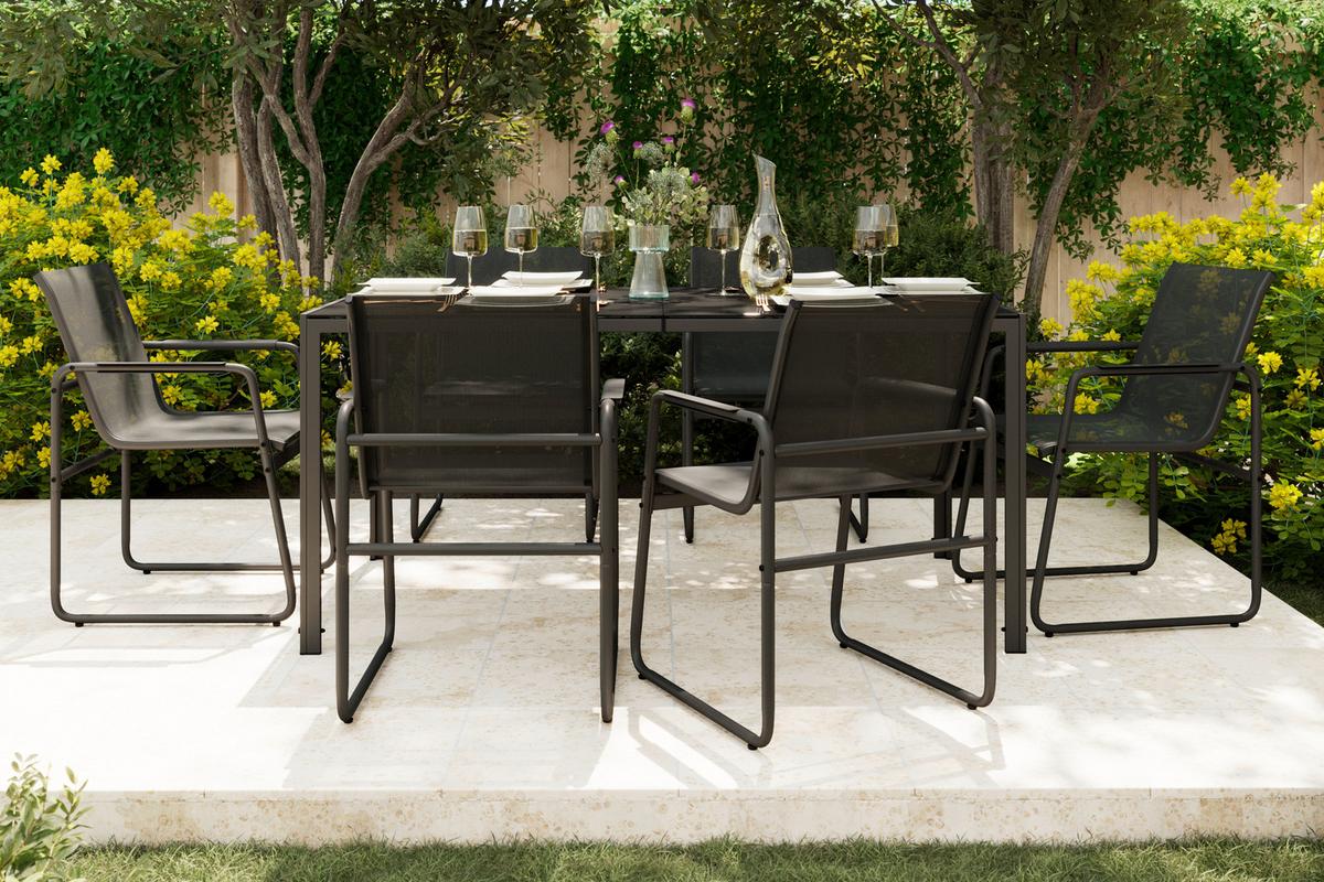 ZAHRADNÍ SESTAVA TANJA - šedá/tmavě šedá, Basics, kov/textil - Mömax