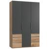 Drehtürenschrank Mit Laden, B: 150 Cm Eiche Dekor/graphitf. - Eichefarben/Graphitfarben, MODERN, Holzwerkstoff (150/236/58cm) - MID.YOU