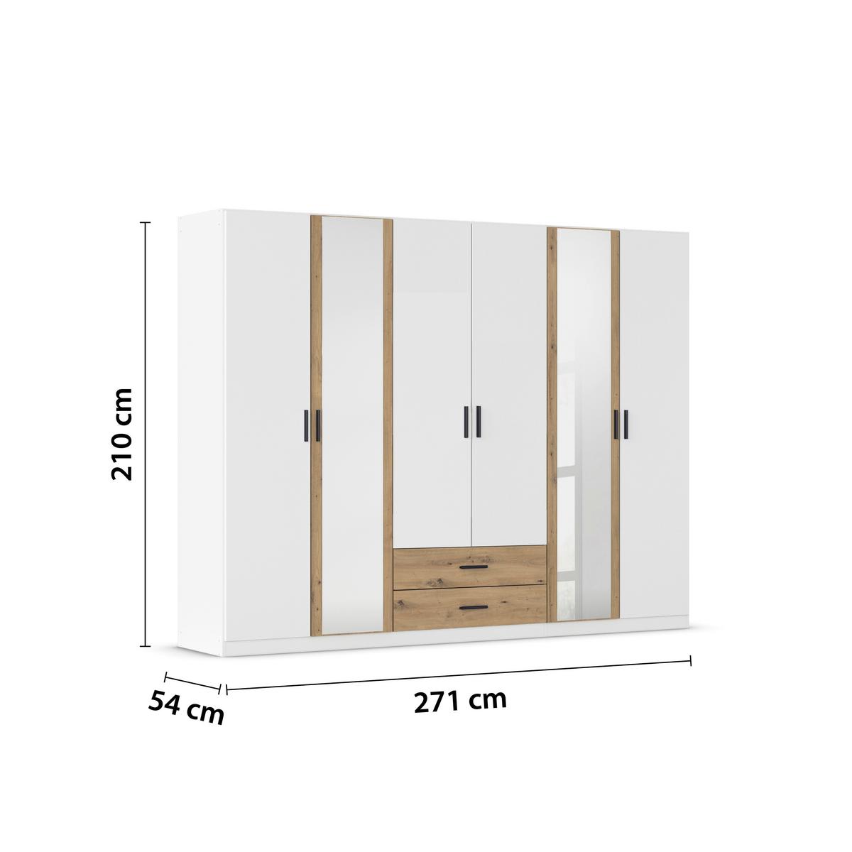 Kleiderschrank Despina - Weiß/Eiche Artisan, KONVENTIONELL, Holzwerkstoff (271/210/54cm)
