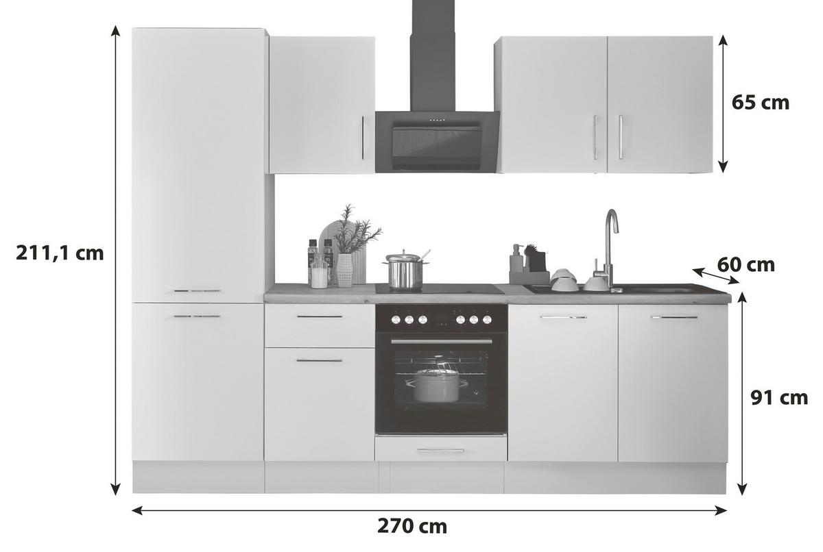 Küchenblock Turin Schwarz/Eiche Dekor B: 270 cm - Schwarz/Eiche Artisan, Basics, Holzwerkstoff (270cm) - P & B