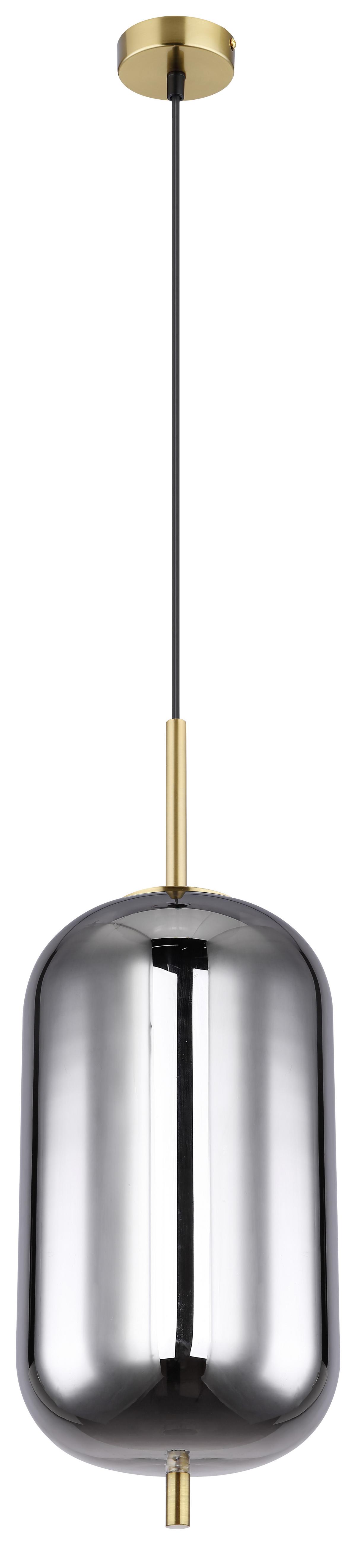Hängeleuchte Blacky H: 120 cm 1-Flammig, mit Rauchglas - Messingfarben, Design, Glas/Metall (22/120cm) - Globo