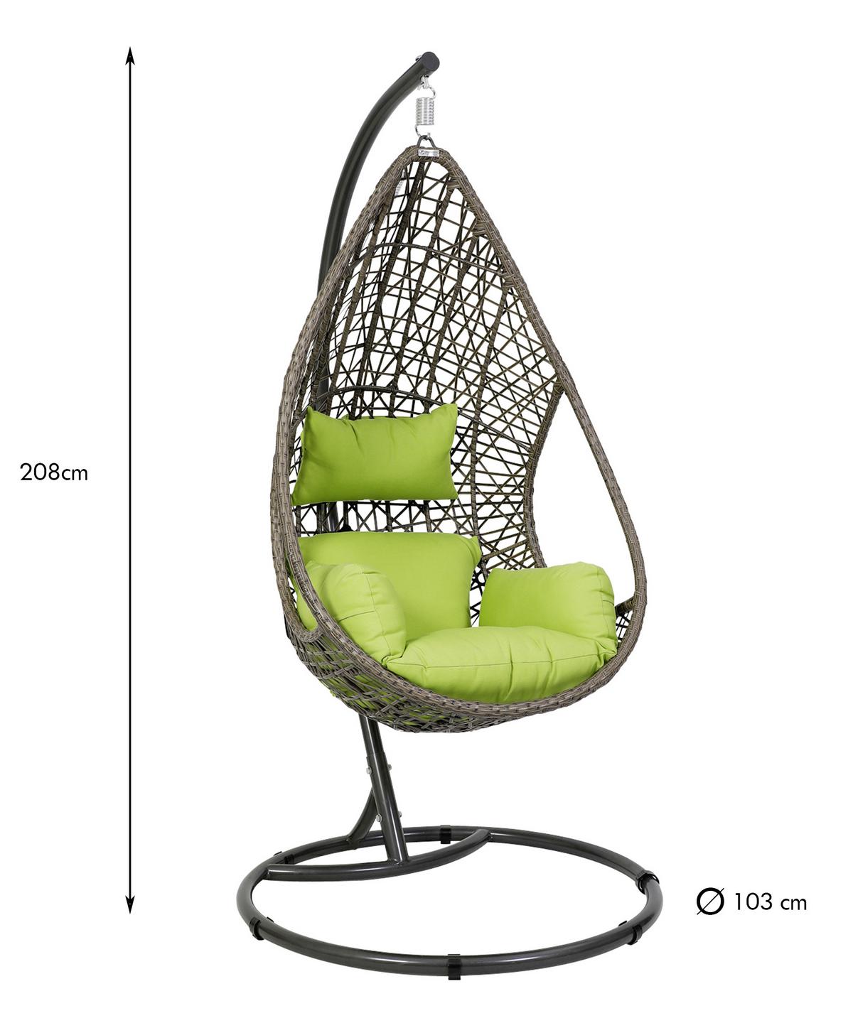 Hängesessel Mit Gestell Kuba Inkl. Sitz- Und Rückenkissen - Anthrazit/Braun, Basics, Kunststoff/Textil (103/208/103cm)