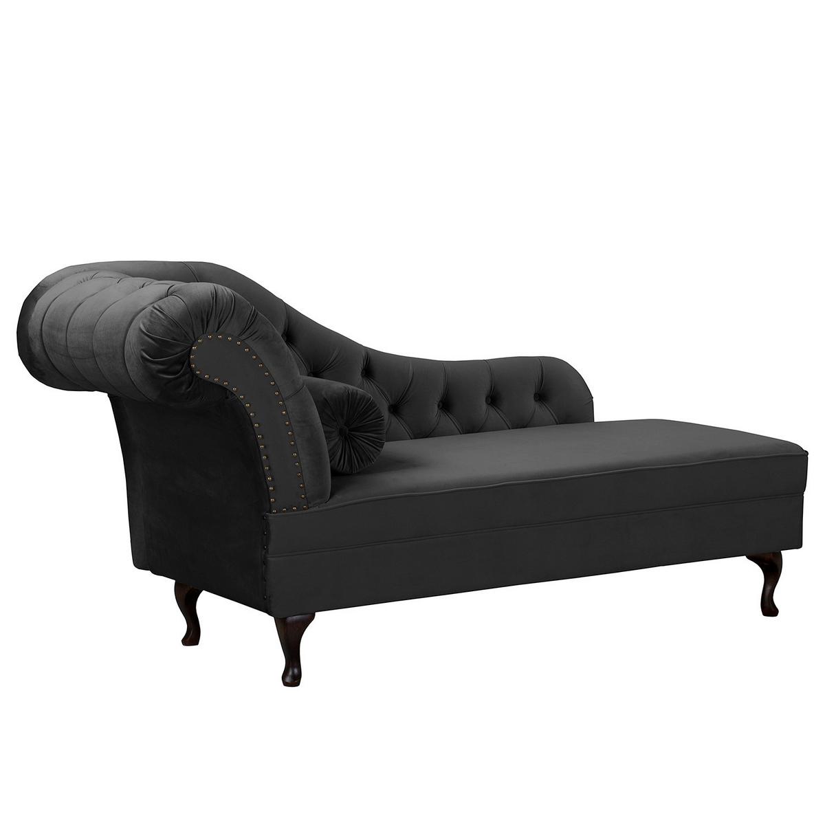 Récamiere Pako Schwarz B: 185cm - Schwarz/Braun, Design, Textil (185/93/75cm) - Livetastic