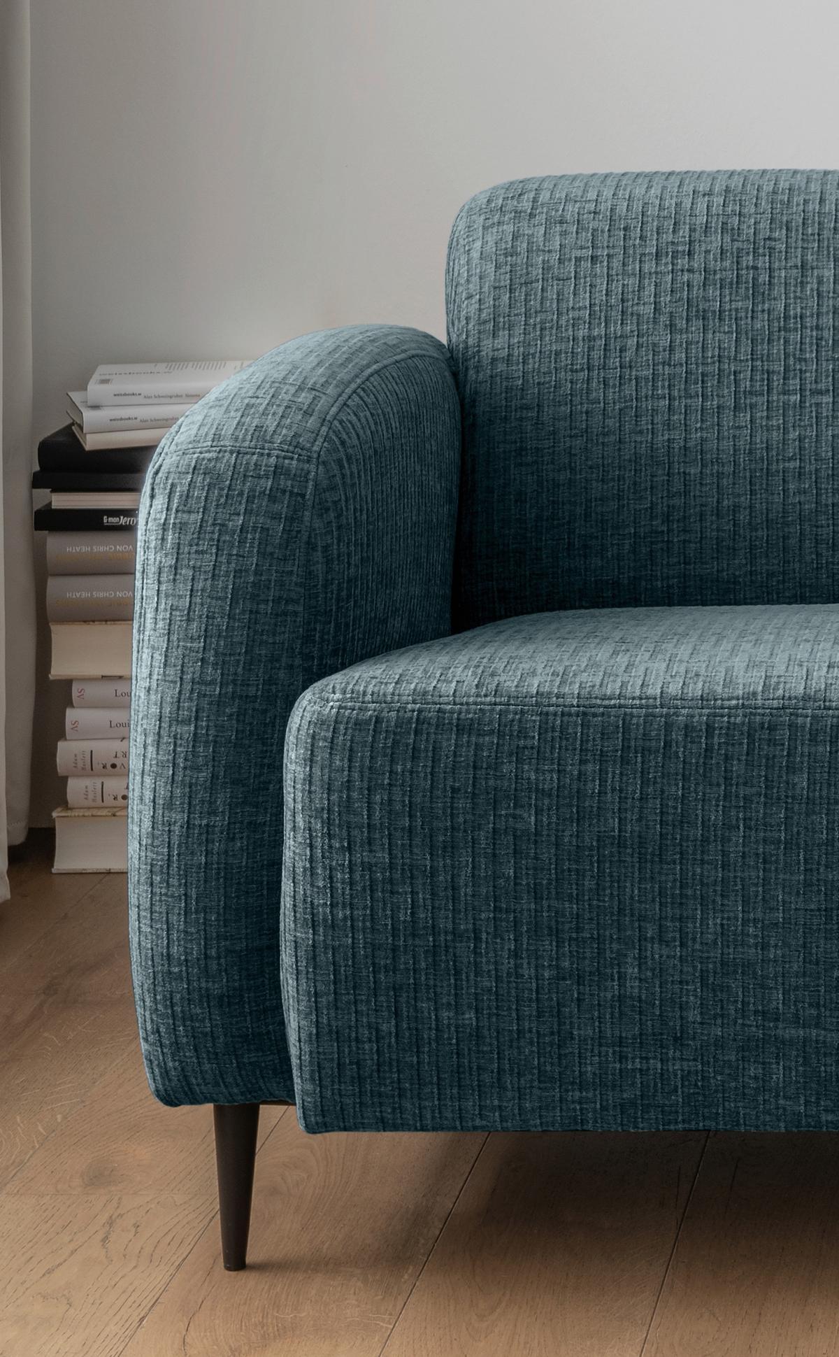 2-Sitzer-Sofa Marone Blau B: 140cm - Blau/Schwarz, MODERN, Textil (140/76/90cm) - Livetastic