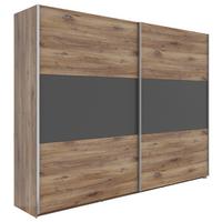 Schwebetürenschrank B: 270 cm Flagstaff Eiche / Graphit - Eiche dunkel/Graphitfarben, KONVENTIONELL, Holzwerkstoff (270/210/59cm)