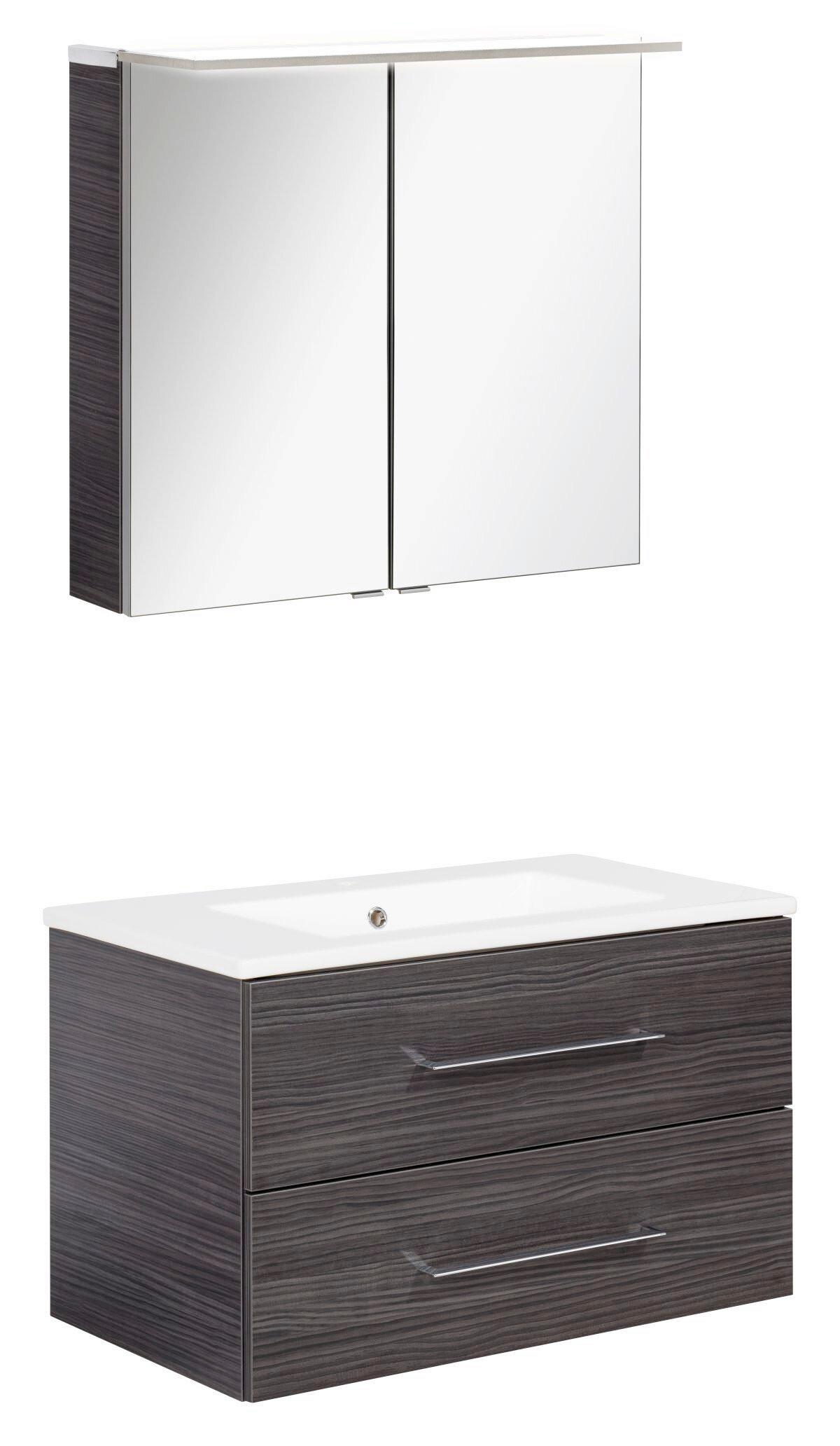 Badezimmer B.Perfekt Eichefarben 3-Teilig - Eichefarben/Weiß, Basics, Glas/Keramik (82cm) - MID.YOU