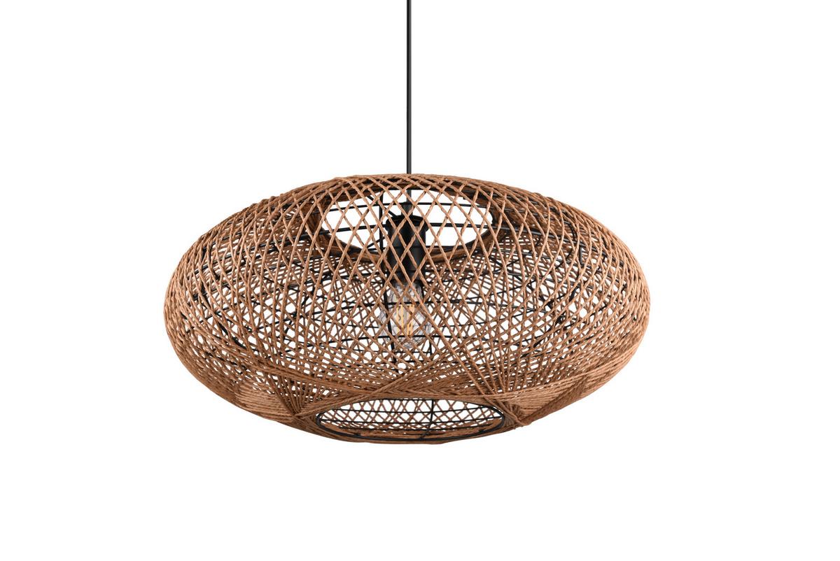 Hängeleuchte 312300136 Hedda - Schwarz/Braun, Natur, Naturmaterialien/Metall (52/150cm) - Trio Leuchten