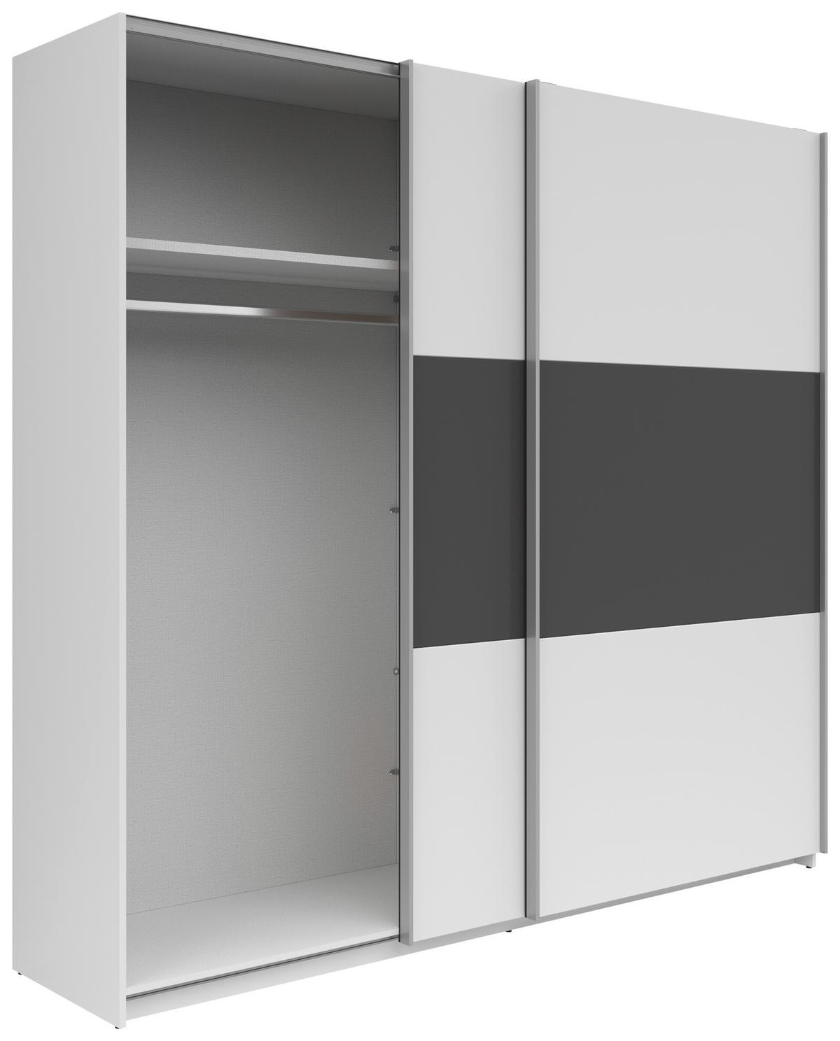 Schwebetürenschrank 218 cm Saturn Weiß Dekor - Graphitfarben/Weiß, KONVENTIONELL, Holzwerkstoff (218/210/59cm)