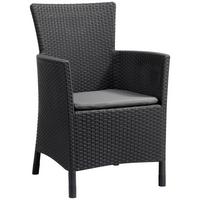 Gartensessel Iowa Polyrattan mit Polster - Hellgrau/Graphitfarben, MODERN, Kunststoff (60/89/62cm) - Allibert