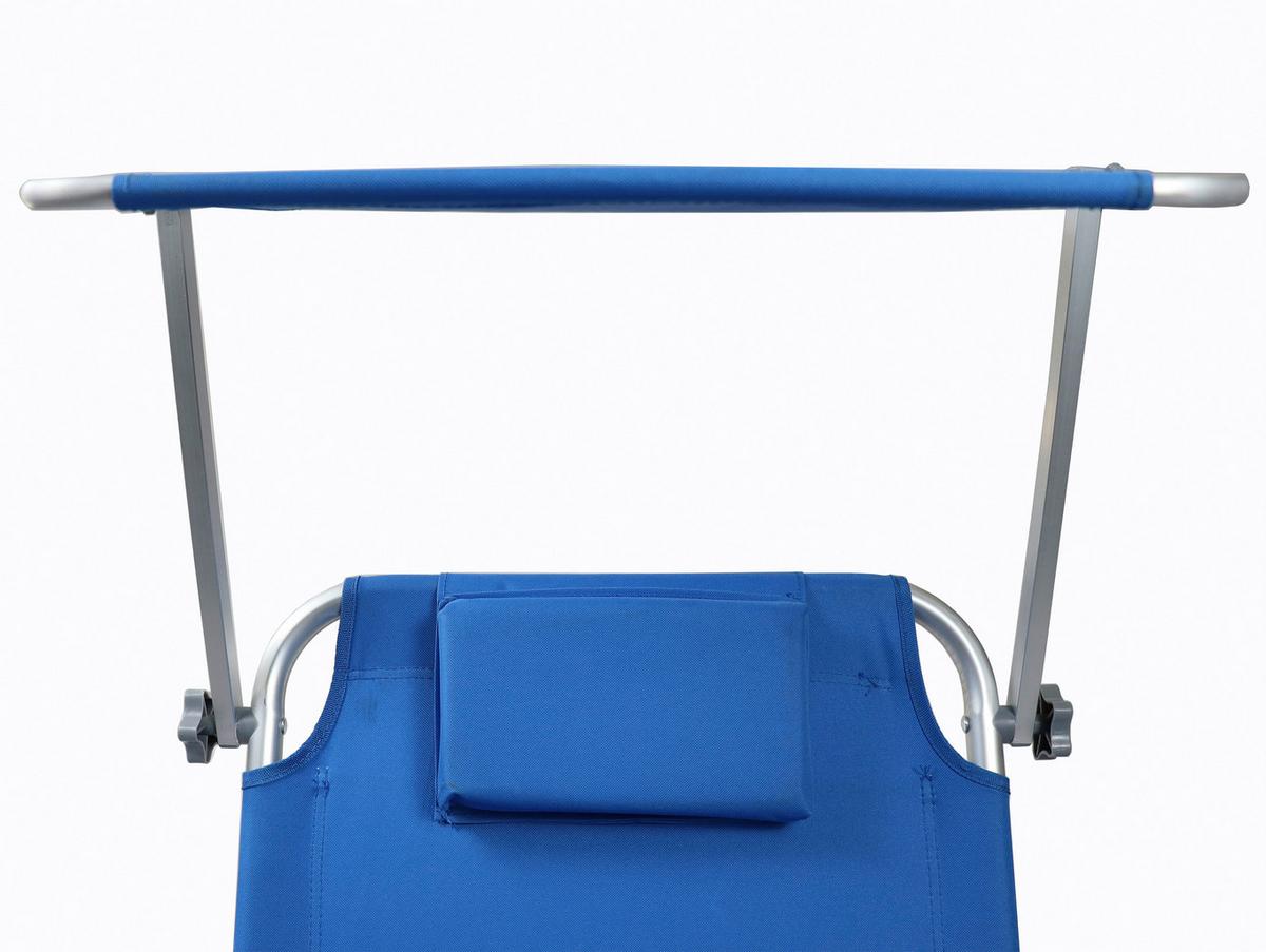 Sonnenliege Metall/Textil mit Rollen/Sonnendach - Blau, Basics, Textil/Metall (165/16/65cm) - MID.YOU