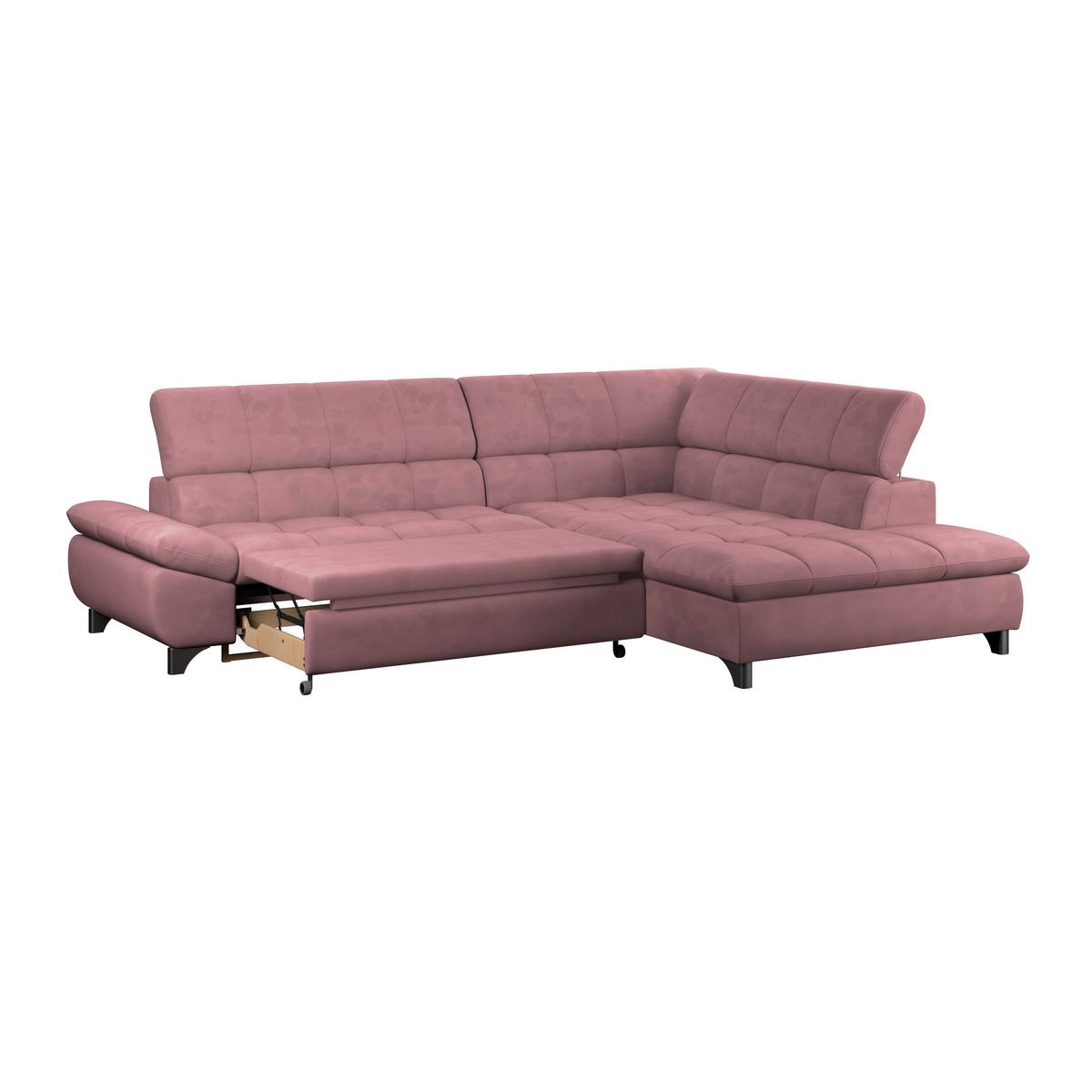 Ecksofa Gemini Rosa, B: 312cm - Chromfarben/Rosa, KONVENTIONELL, Textil (312/234cm)