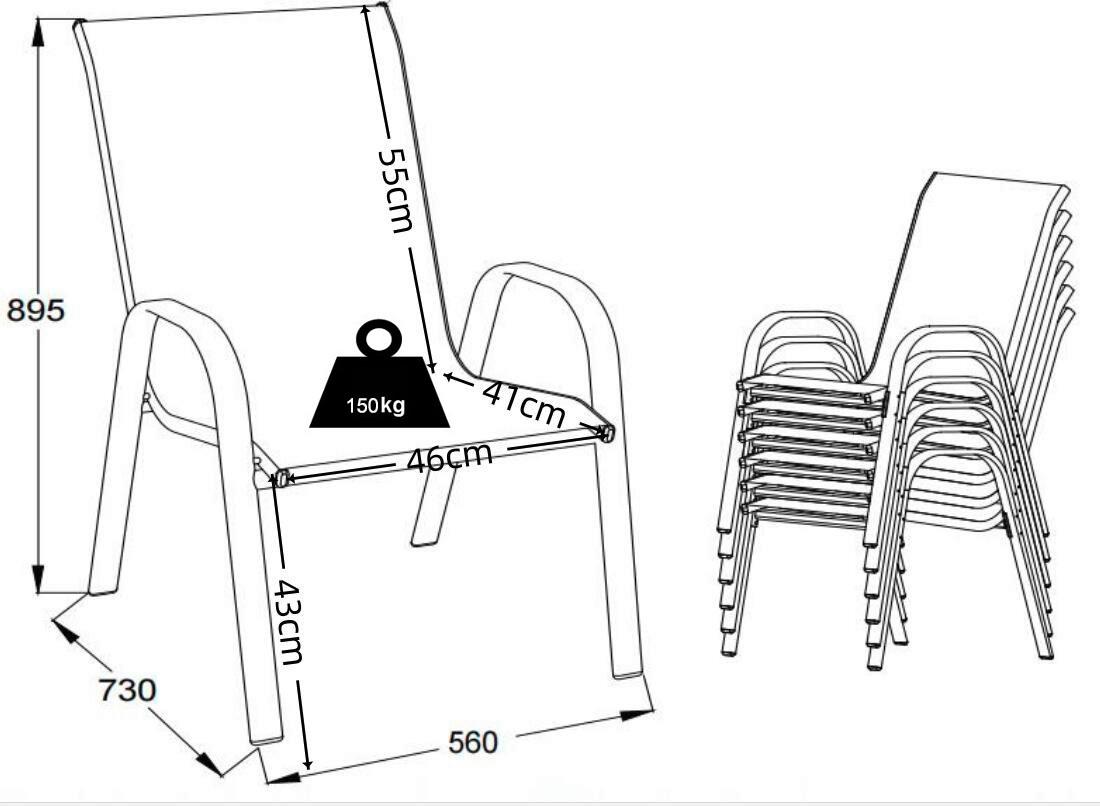 Gartenstuhl-Set Sonlas 6-teilig Anthrazit - Anthrazit, MODERN, Kunststoff/Metall (56/89/73cm) - MID.YOU