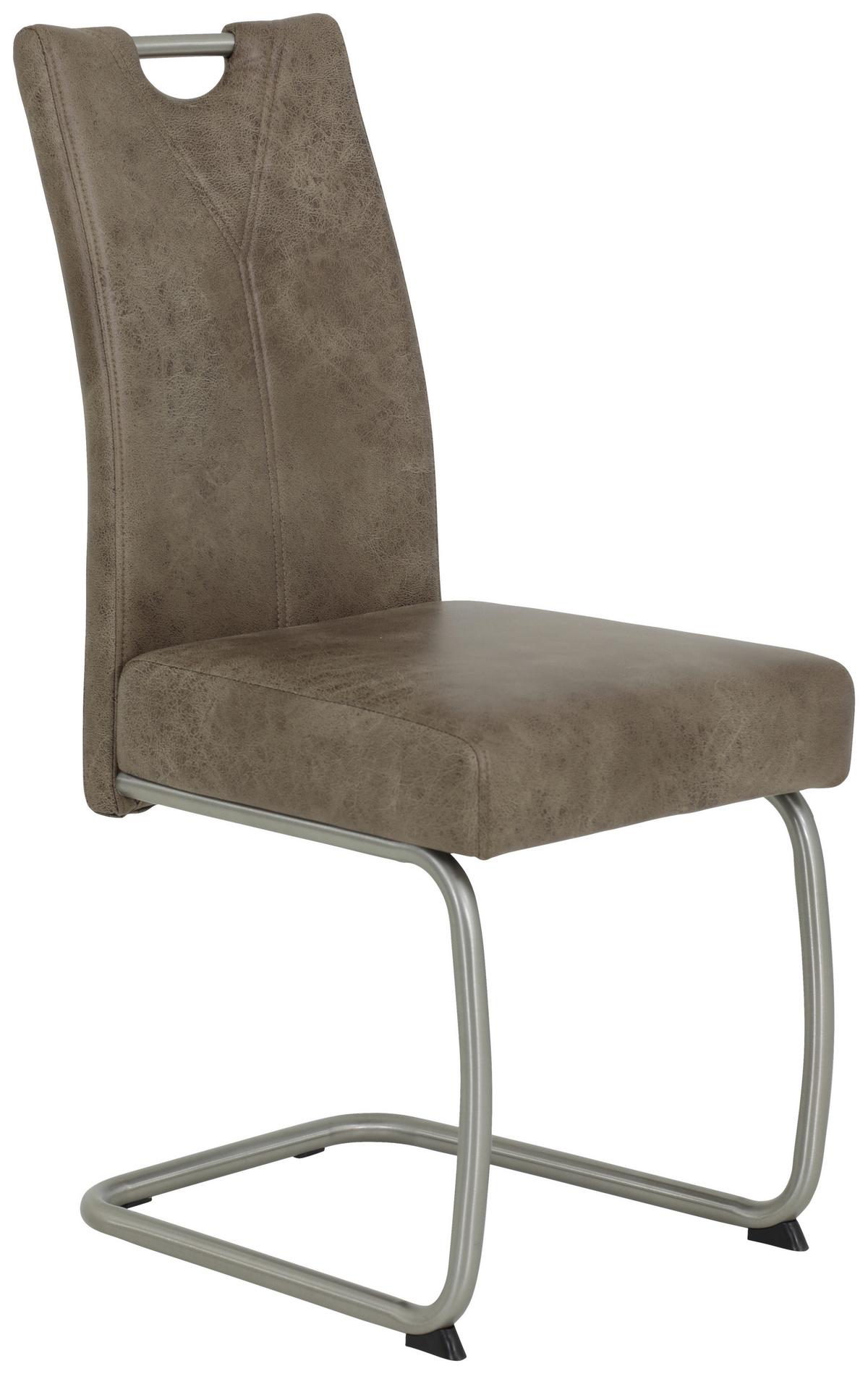 Schwingstuhl Sophia S Schlamm Gepolstert 4er-Set - Edelstahlfarben/Schlammfarben, MODERN, Textil/Metall (43/99/58cm) - MID.YOU