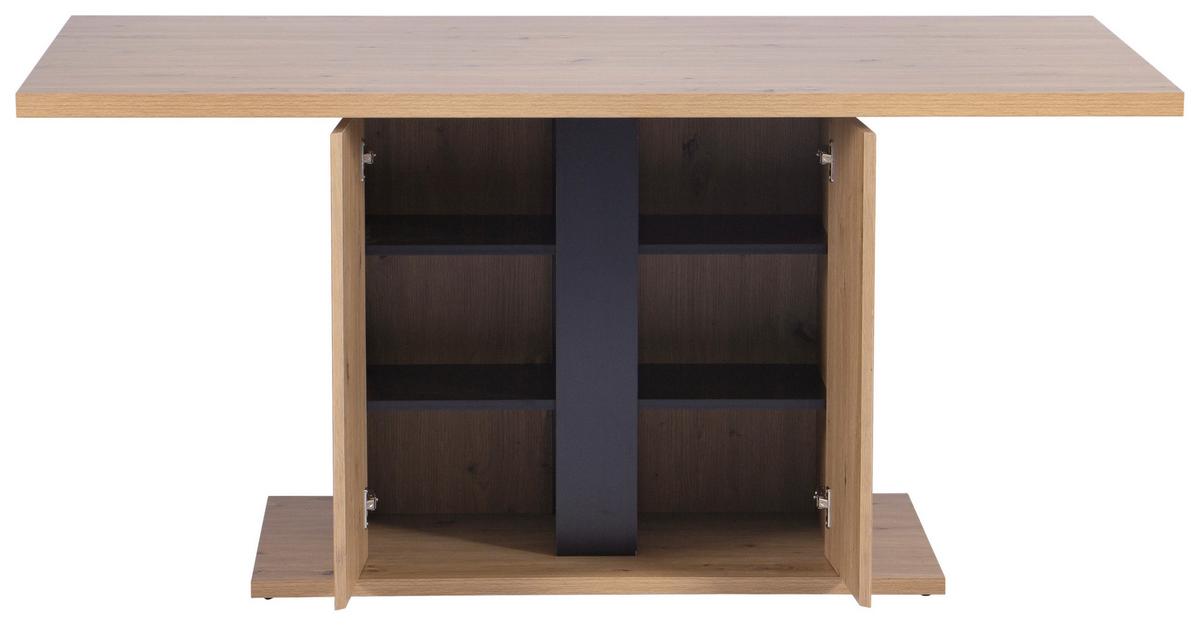 Esstisch Levi Eiche Artisan L 160 cm - Schwarz/Eiche Artisan, MODERN, Holzwerkstoff (160/90/76cm) - Livetastic
