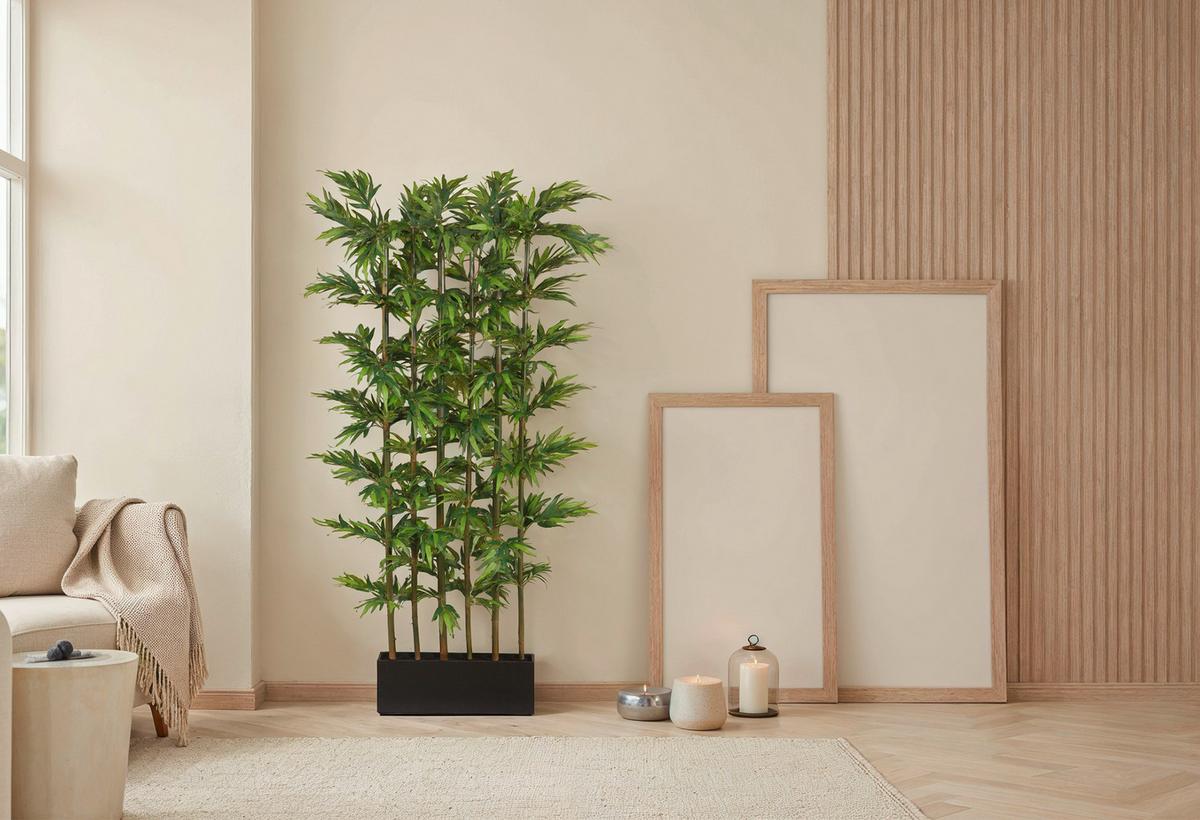 Kunstpflanze Grünpflanze H: 165 cm - Schwarz/Grün, Design, Holz/Kunststoff (165cm) - P & B