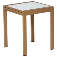 Gartentisch ausziehbar Metall/Glas L 65 cm - Beige, KONVENTIONELL, Glas/Metall (65/65/75cm) - Gardenson