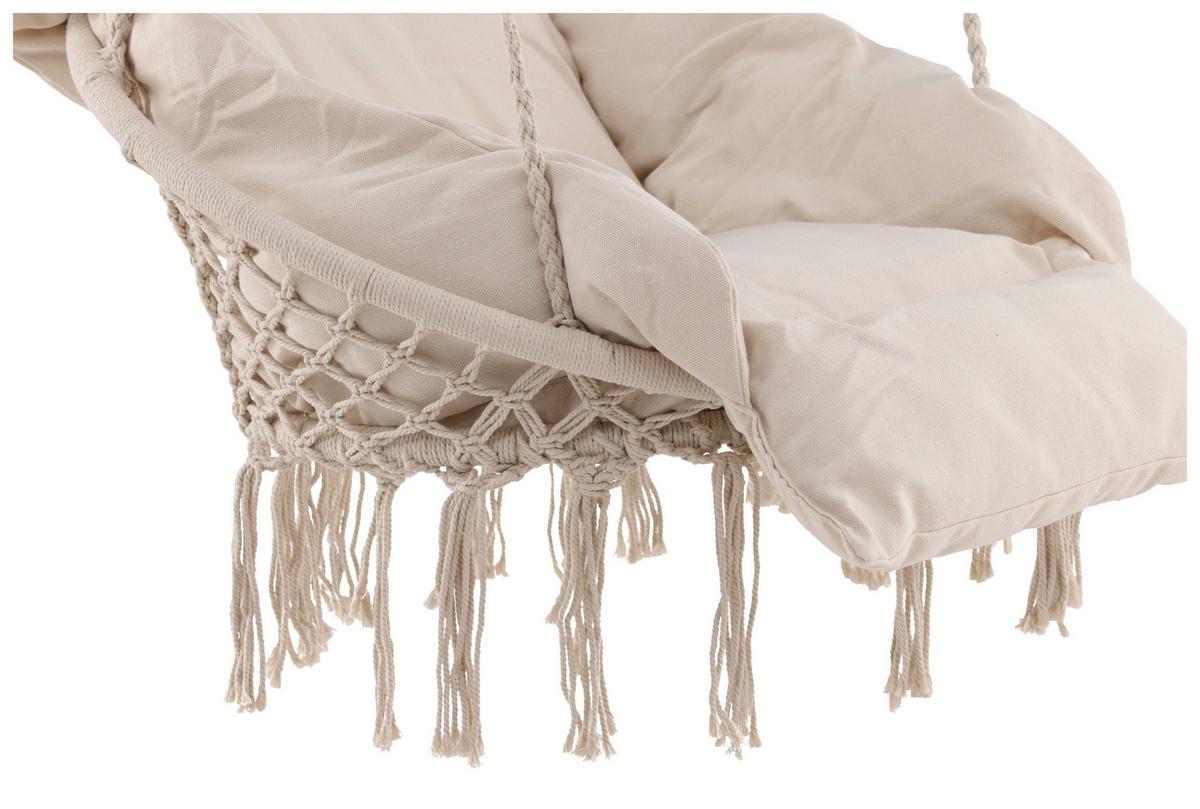 Hängesessel Hamtic mit Sitz- und Rückenkissen - Weiß, KONVENTIONELL (80/90/60cm) - Gardenson