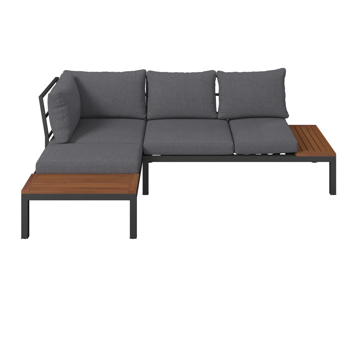 Loungegarnitur Rimini - Dunkelgrau/Weiß, MODERN, Holz/Textil (143/208,5cm) - Beldano