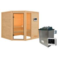 Sauna Lille 2 Mit Ext. Steuerung 196x187x196 Cm - Naturfarben, Basics, Holz (196/187/196cm) - Karibu