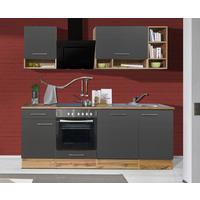 Küchenzeile ohne Geräte B: 220 cm Grau/Wildeiche - Wildeiche/Grau, Basics, Holzwerkstoff (220cm) - Respekta