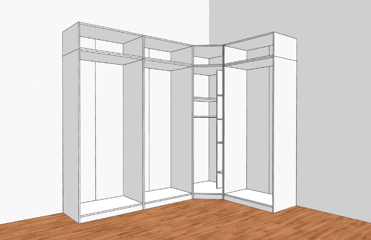 Eckschrank Mit Spiegel 273,3x182,2 cm Unit Weiß - Weiß, MODERN, Holzwerkstoff (273,3/242,2/182,2cm) - Ondega