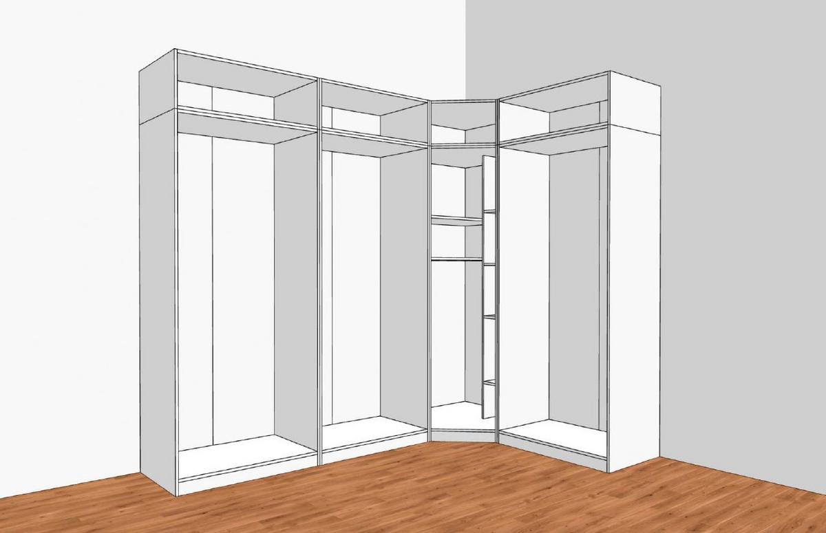 Eckschrank Mit Spiegel 273,3x182,2 Cm Unit Weiß - Weiß, MODERN, Holzwerkstoff (273,3/242,2/182,2cm) - Ondega