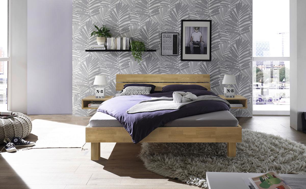 Nachttisch Akai, Eiche Bianco B: 50 Cm - Eiche Bianco, Natur, Holz (50/16/41cm) - Hasena