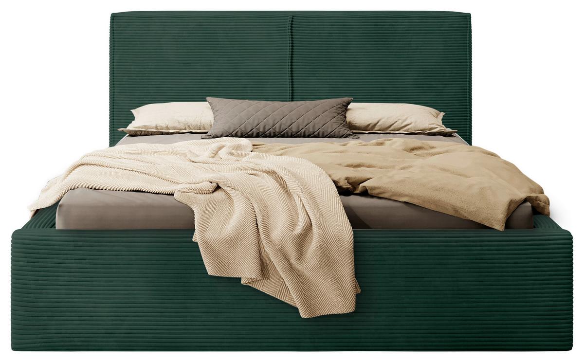 Polsterbett Mit Bettkasten Inez Dunkelgrün 180x200 Cm - Dunkelgrün/Schwarz, MODERN, Holz/Holzwerkstoff (180/200cm) - MID.YOU