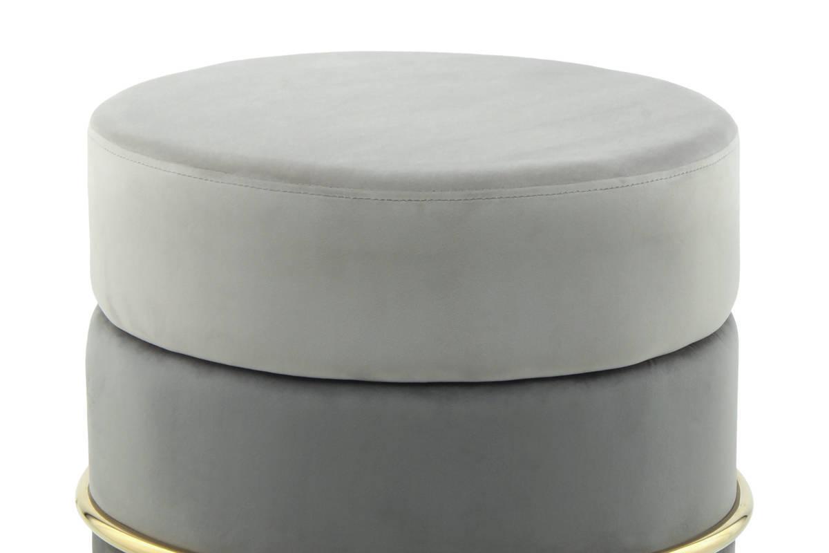 Hocker Pouf Samt Grau H: 46 cm Rund - Goldfarben/Grau, Basics, Holzwerkstoff/Textil (48,5/46/48,5cm) - Kayoom