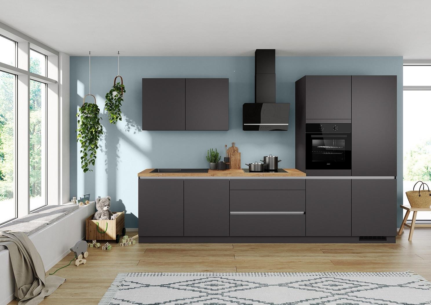 Küchenblock Ip 3150 - Eichefarben/Graphitfarben, Trend, Holzwerkstoff (340cm) - Impuls