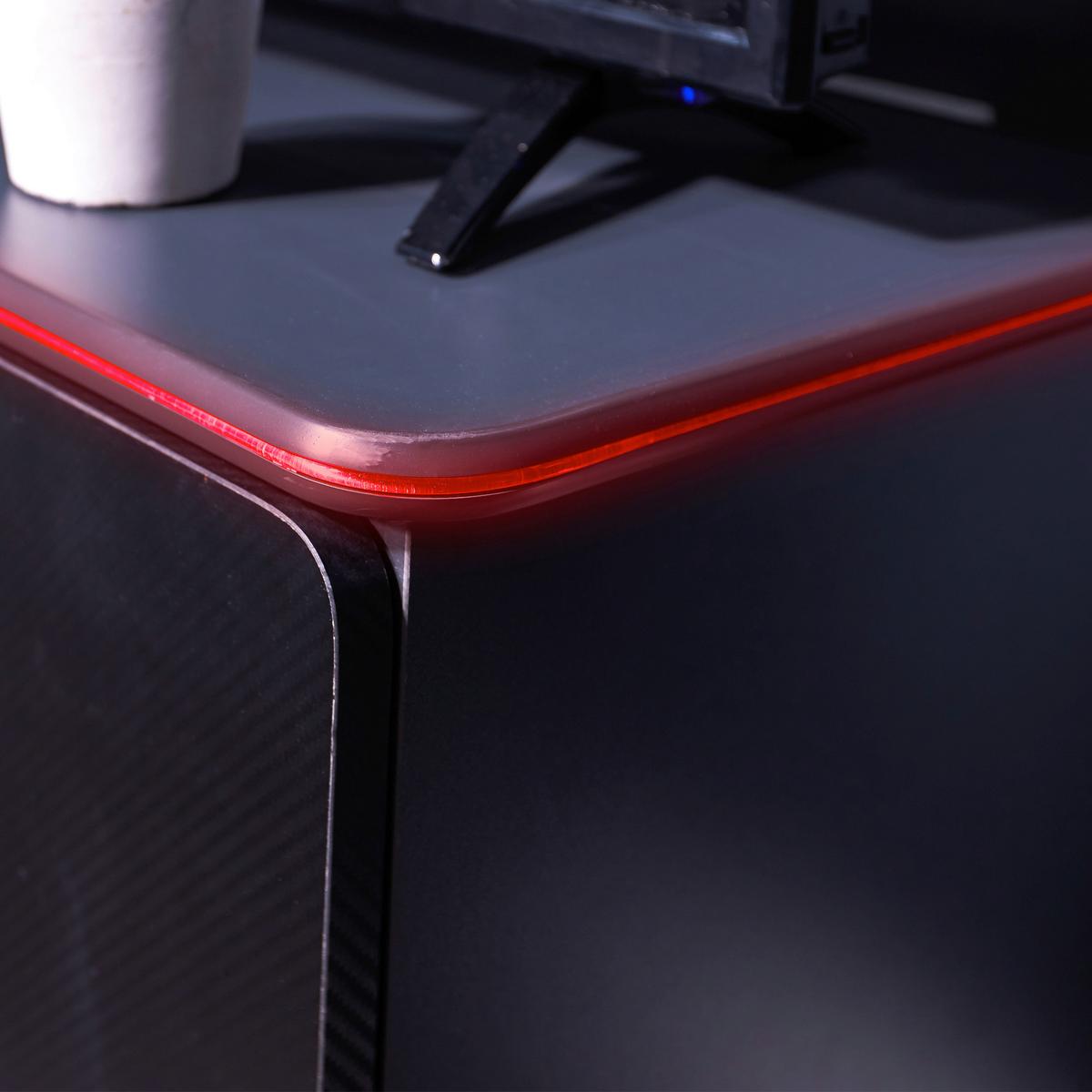 TV-Lowboard Carbon-Tek B: 160 Schwarz, Rot - Rot/Schwarz, MODERN, Holzwerkstoff (101,3/55,1/36,3cm) - X Rocker