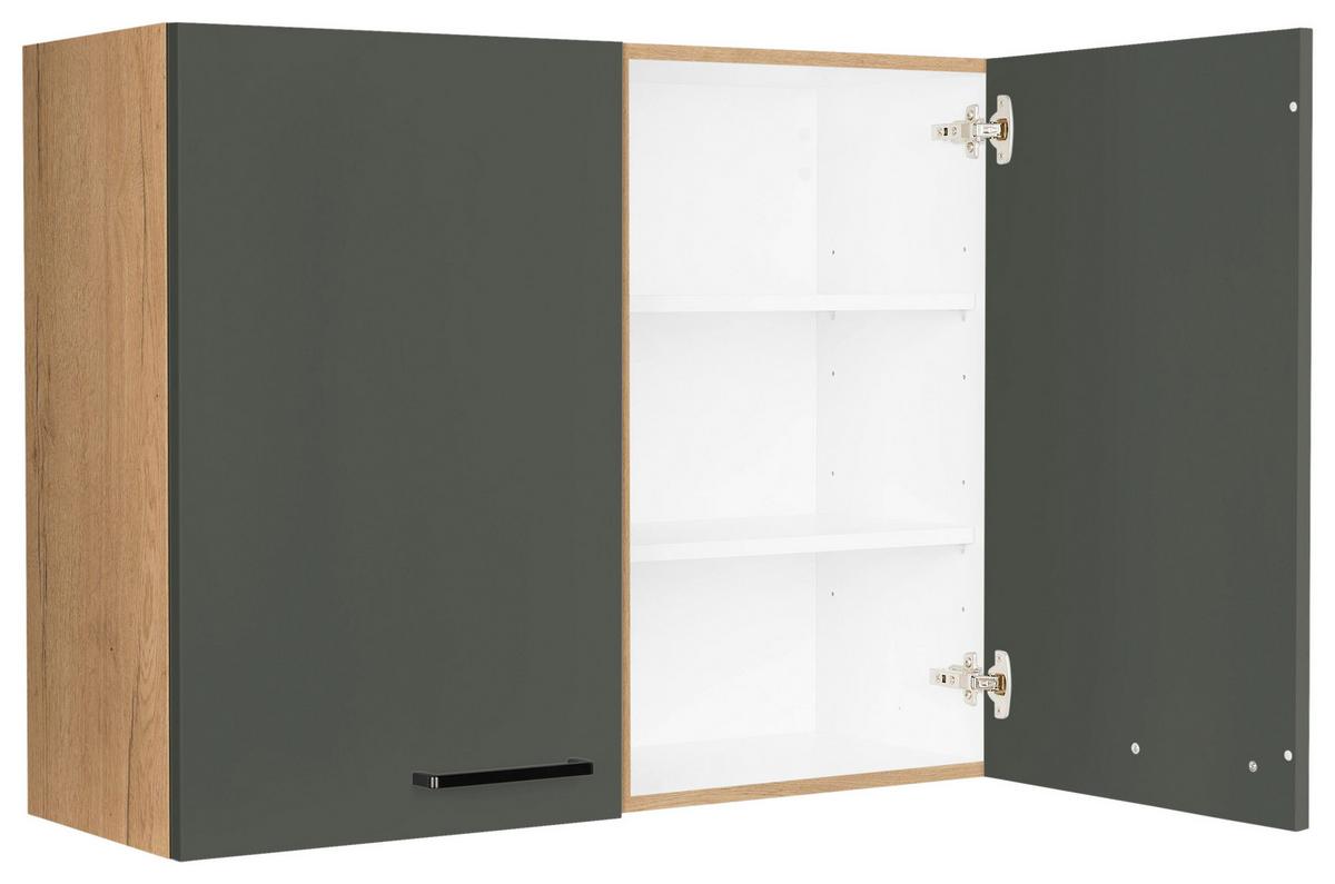 Küchenoberschrank Easytouch - Eichefarben/Grün, MODERN, Holzwerkstoff (90/72/35cm) - Nobilia