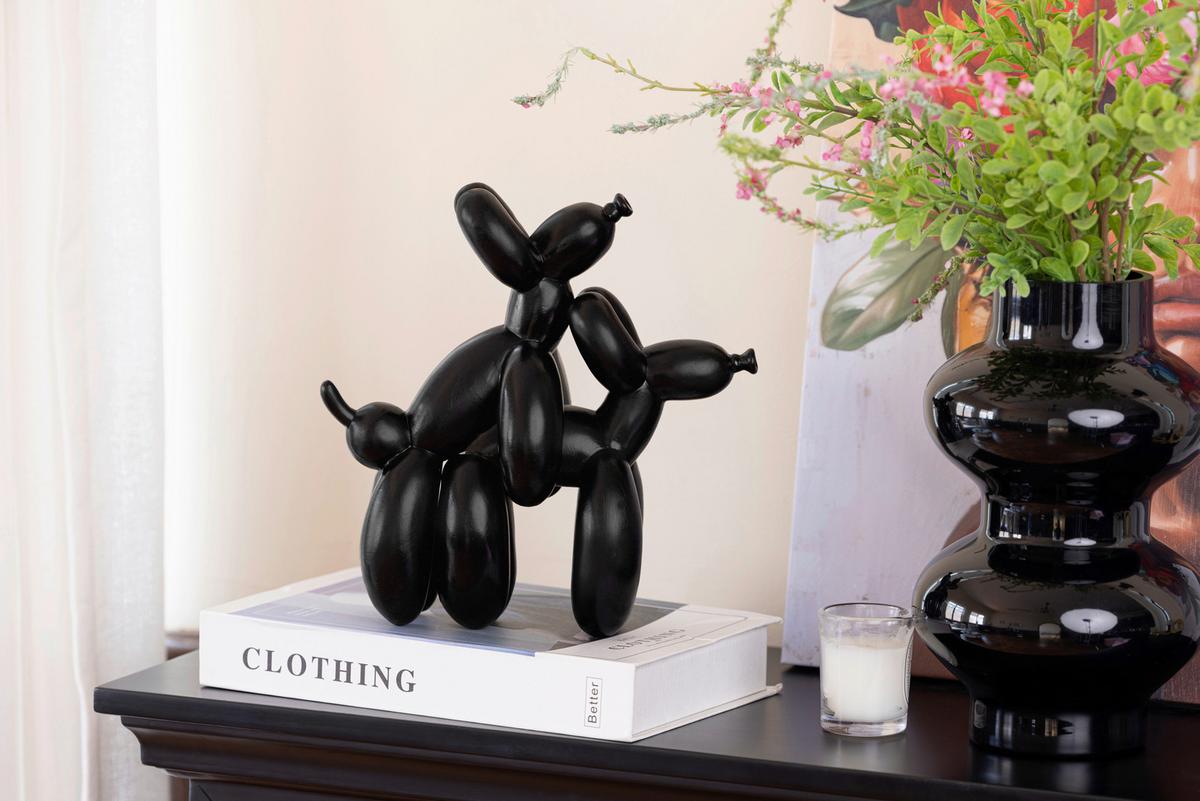 Dekohund Katja - Schwarz, KONVENTIONELL, Kunststoff (24/10,5/24cm) - Luca Bessoni