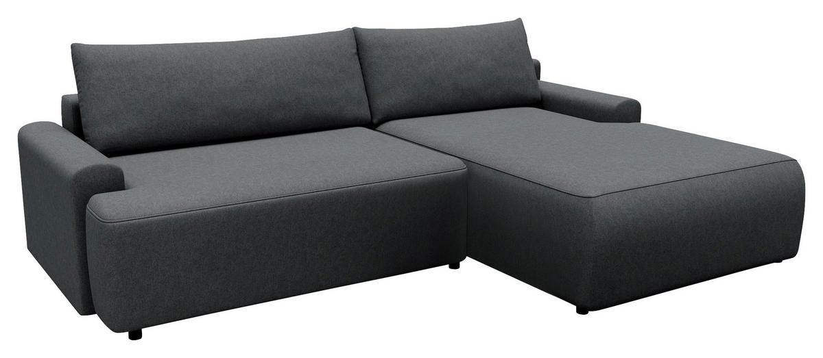 Eckschlafsofa Prag Graphitfarben S: 253x167 cm - Schwarz/Graphitfarben, MODERN, Textil (253/167cm) - Trendmanufaktur