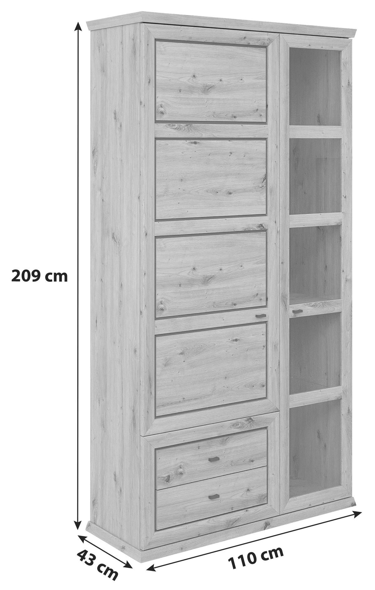 Vitrin Harvey - tölgyfa színű/antracit, Konventionell, faalapú anyag (110/209/43cm)