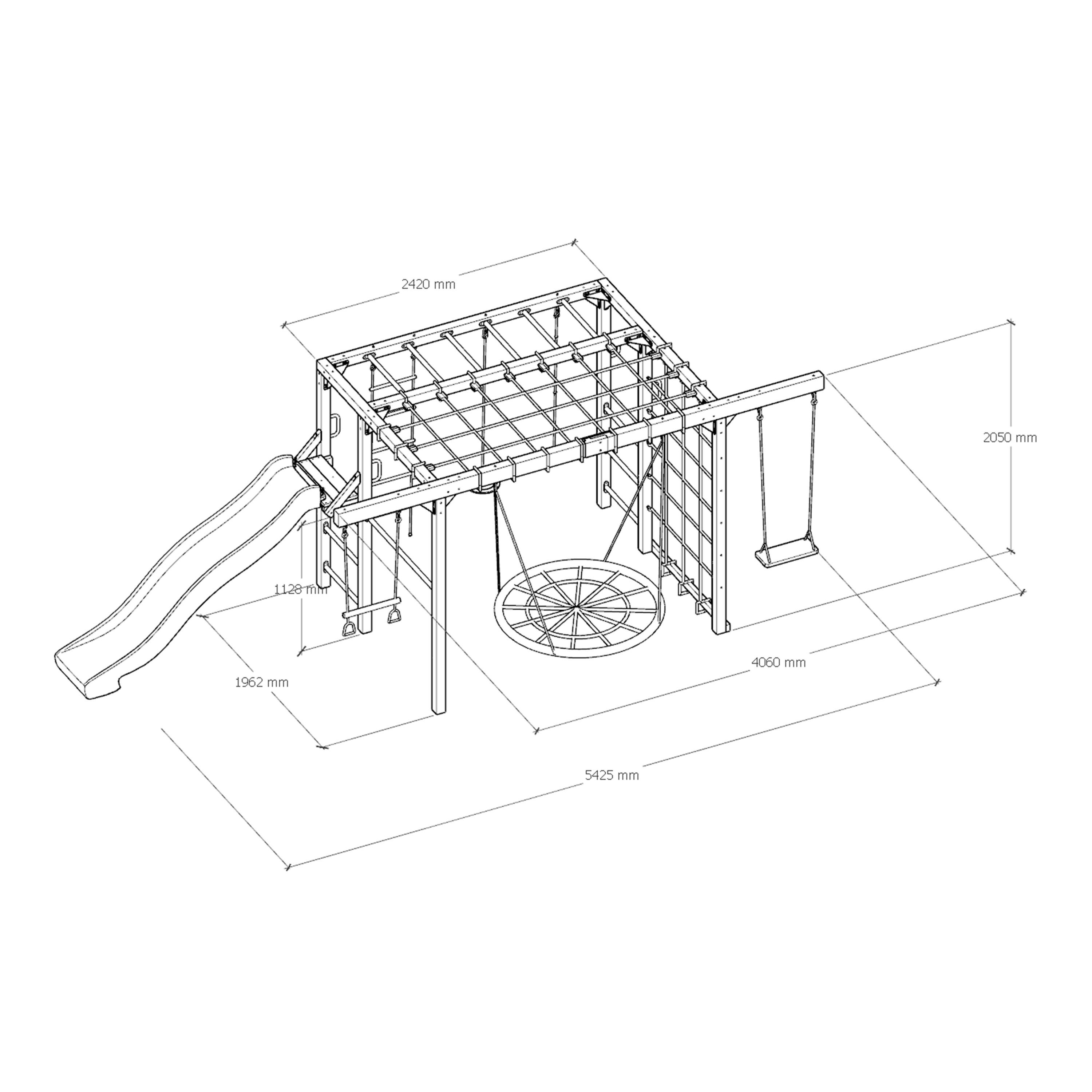 Klettergerüst mit Rutsche Weiss - Blau/Braun, Basics, Holz/Kunststoff (522,5/196,2/205cm) - Ambia Garden